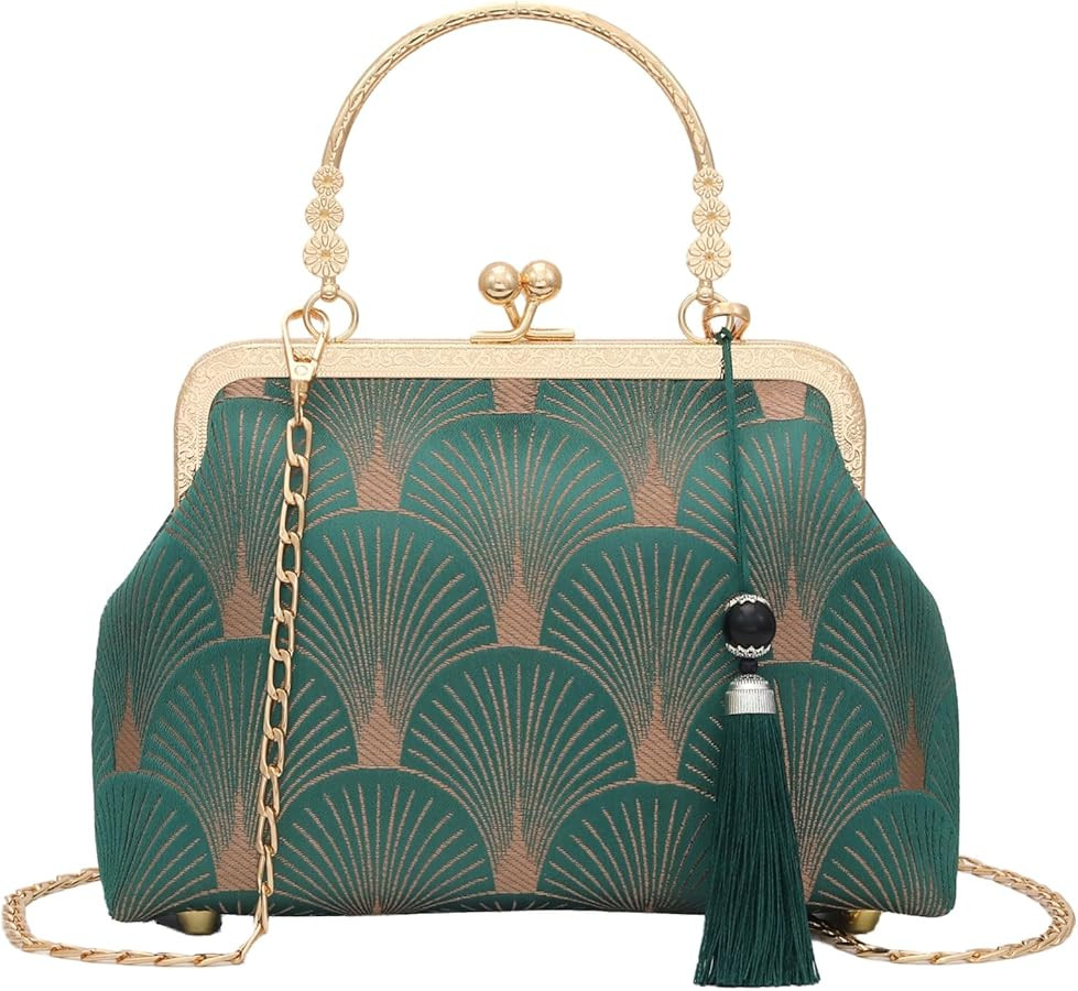 YeBon Retro Shoulder Chain Messenger Clutch Chinese Style Embroidered Jacquard Women's Evening Ba... | Amazon (US)