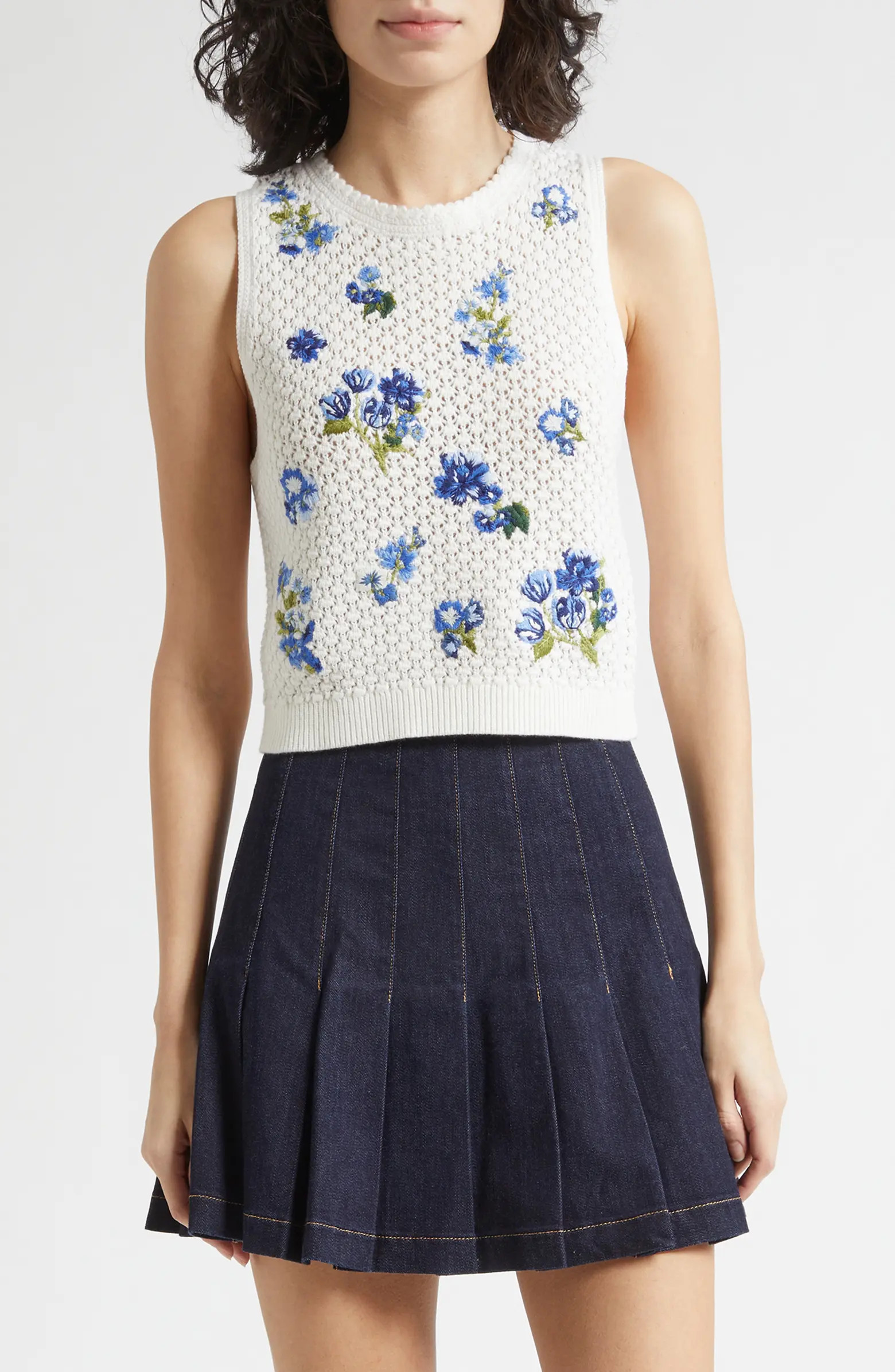 Amity Floral Embroidered Wool Blend Sweater Tank | Nordstrom