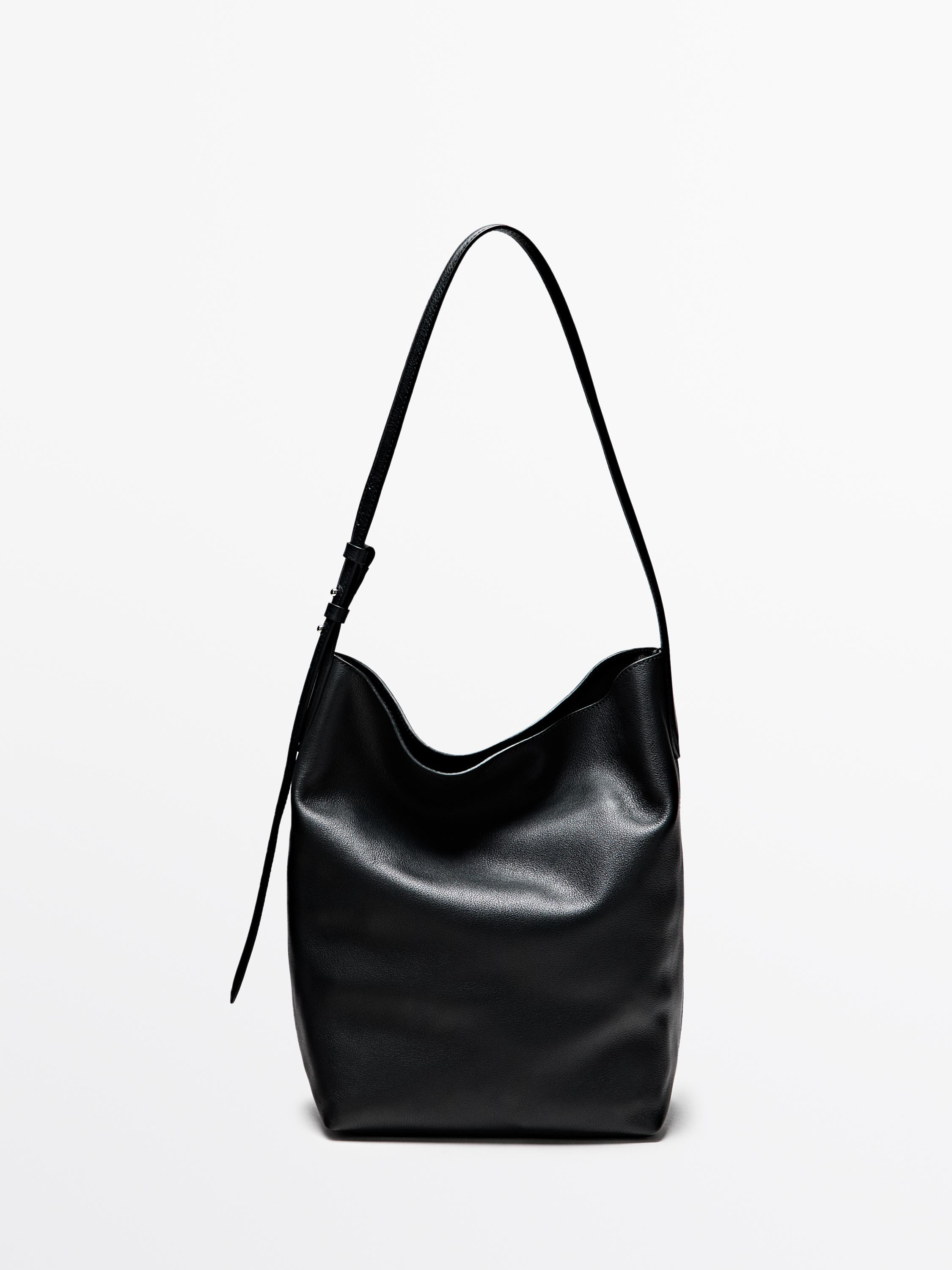 Nappa leather bucket bag | Massimo Dutti UK