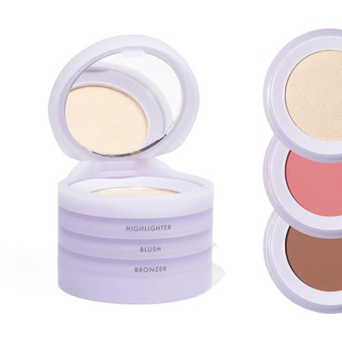 Subtl Beauty 3-in-1 travel makeup kit by subtl staks | powder blush, bronzer, and highlighter | includes mirror lid and mini brush | for dark-deep skin tones | Amazon (US)