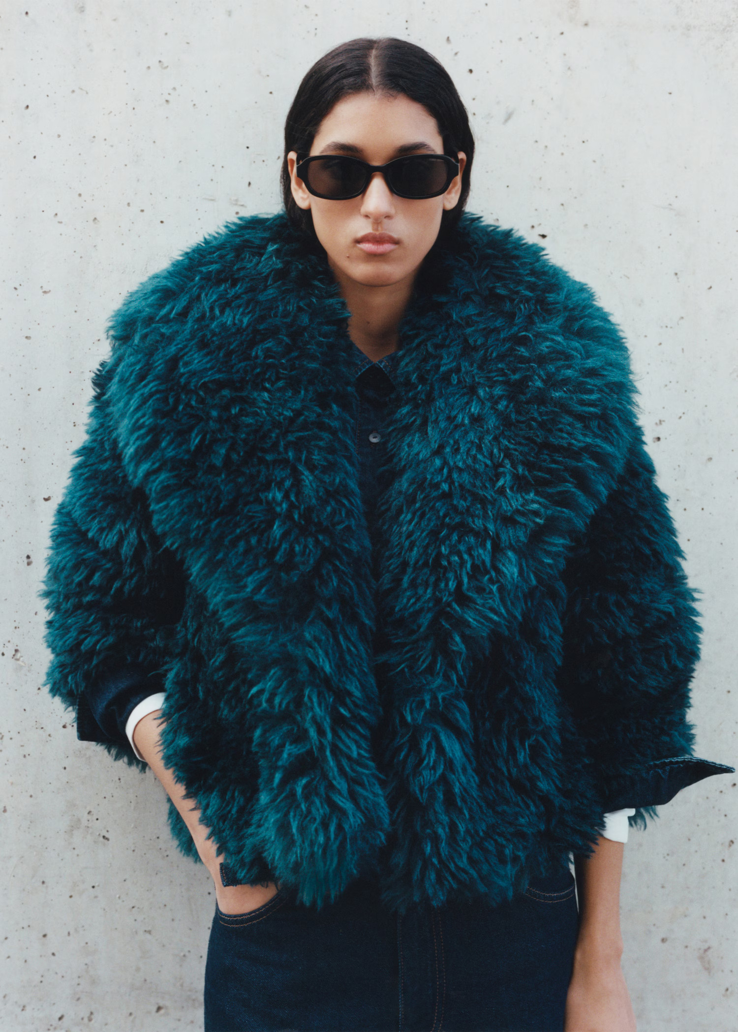 Fur-effect coat with lapels - Women | MANGO USA | Mango (US/MX/AU)
