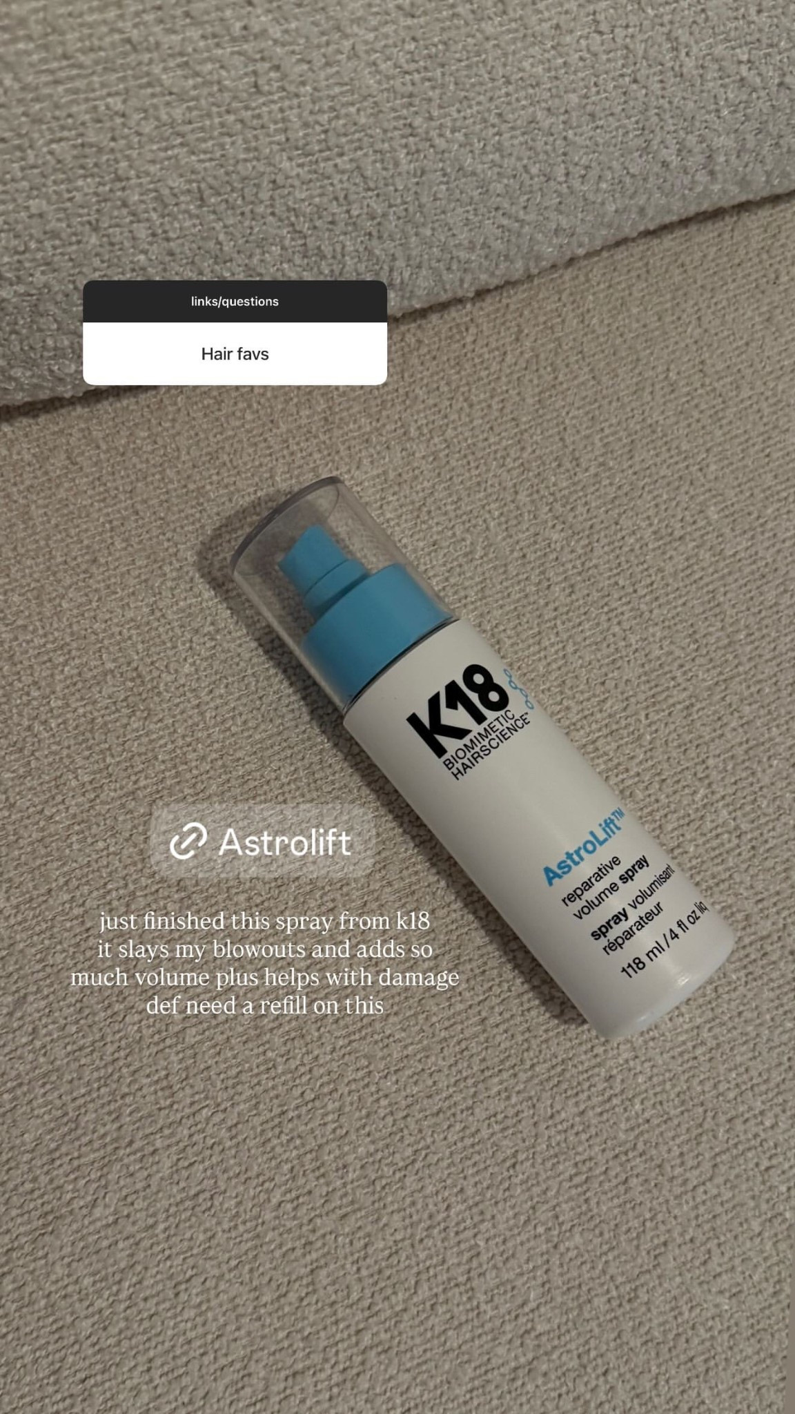 just finished this spray from k18 it slays my blowouts and adds so much volume plus helps with damage 

#LTKFindsUnder50 #LTKFindsUnder100 #LTKBeauty