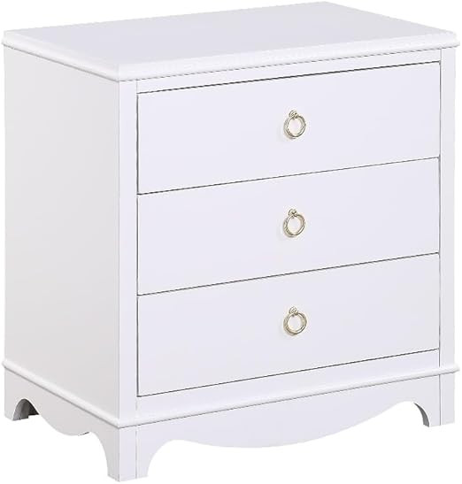 Comfort Pointe Laurel White Wood Finished 3-Drawer Farmhouse Nightstand | Amazon (US)