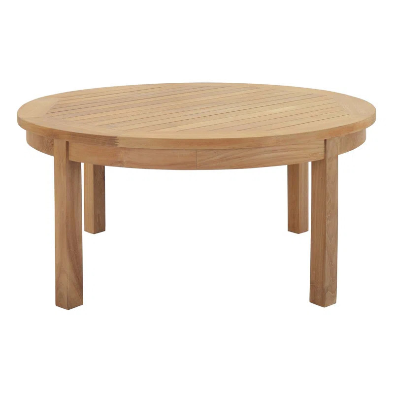 Modway Marina Premium Grade A Teak Wood Outdoor Patio Round Coffee Table in Natural | Wayfair North America