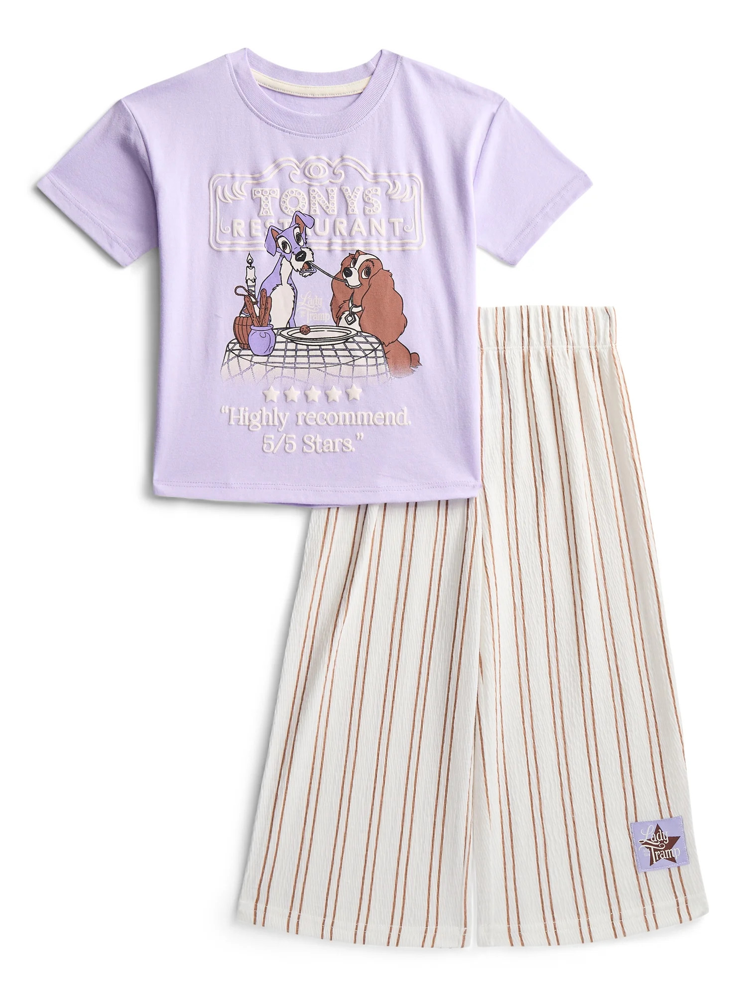 Disney Classics Toddler Girls Lady and the Tramp Graphic Tee and Stripe Pants, Sizes 12M-5T | Walmart (US)