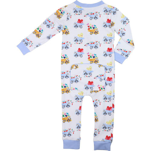 Dump Trucks And Hearts Knit Zipper Pajamas | Cecil and Lou