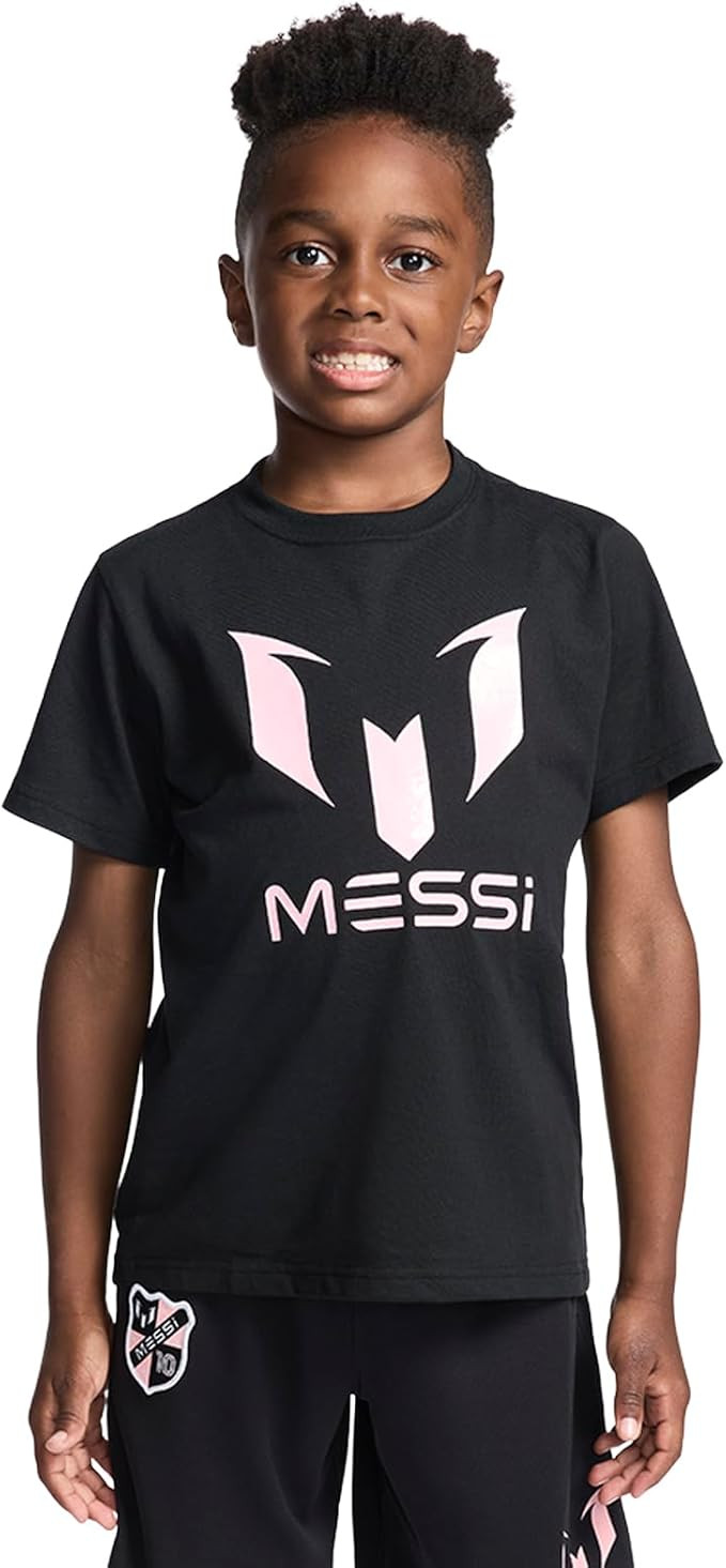Messi Boys Lifestyle Short Sleeve T-Shirt, Slim-fit Graphic Tee, Cotton Blend Fabric | Amazon (US)