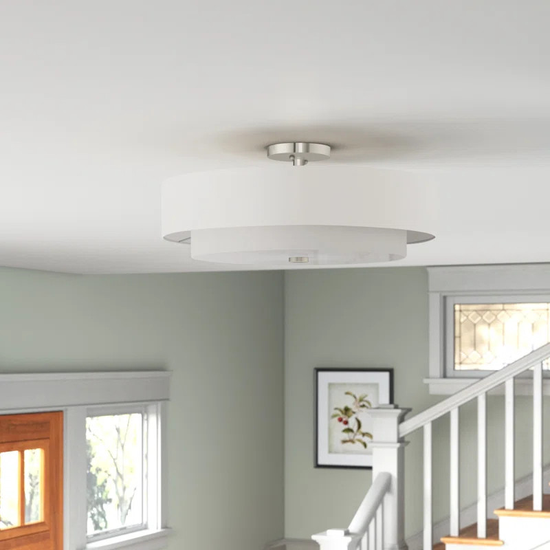 Paquette 5 - Light 22'' Shaded Drum Semi Flush Mount | Wayfair North America