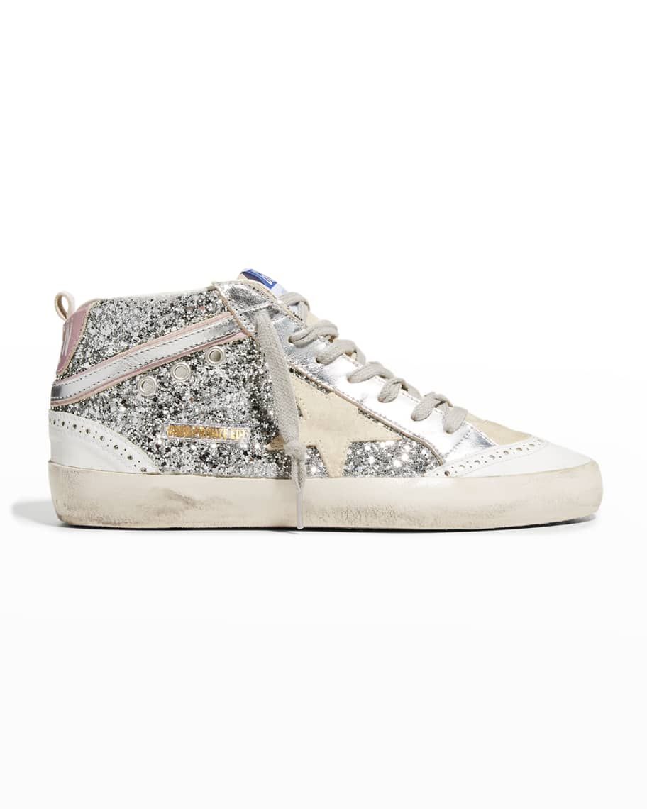 Golden Goose Midstar Glitter Wing-Tip Sneakers | Neiman Marcus