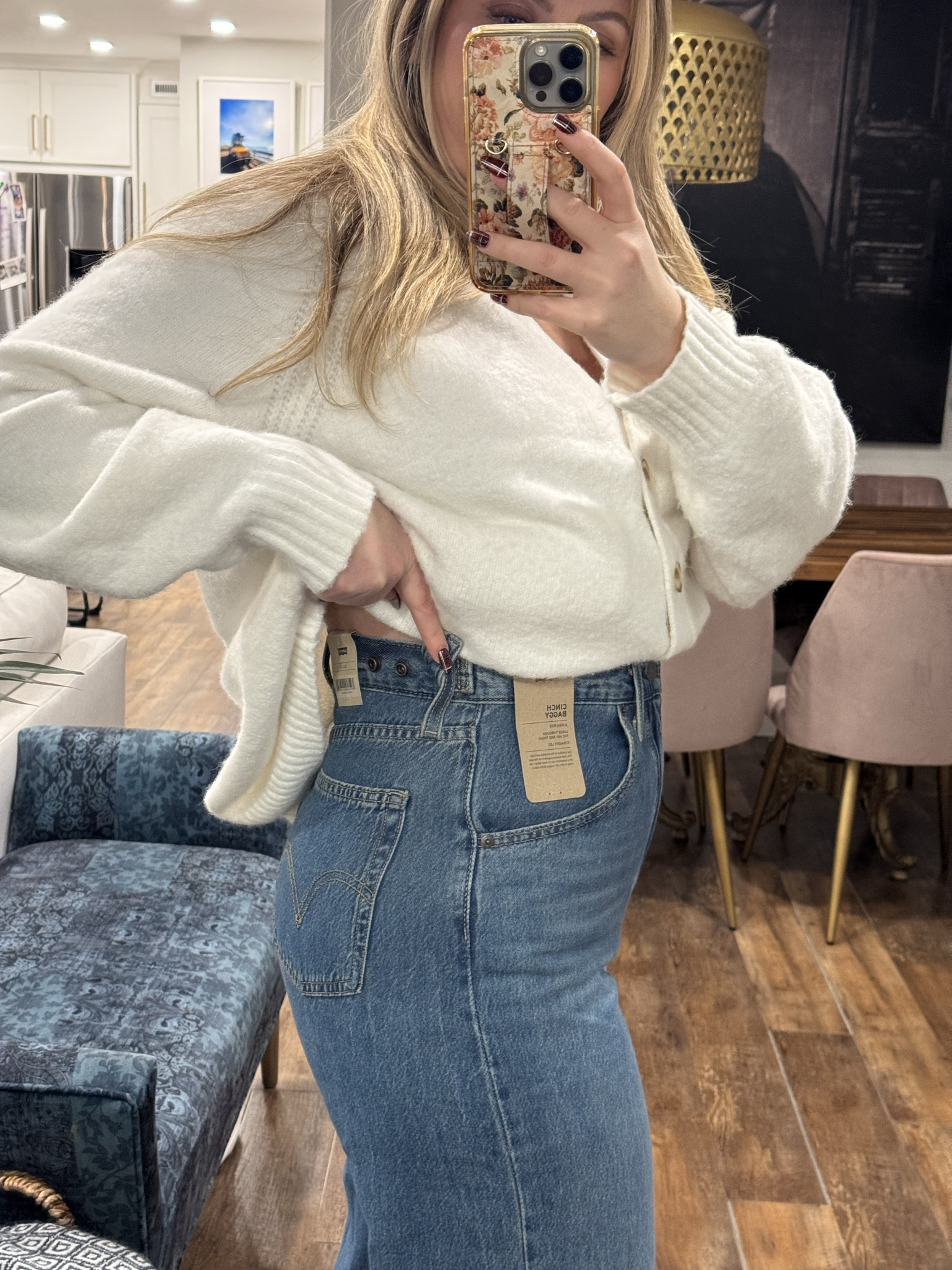 Trying on the Levi’s cinch jeans! Great if you always have to buy jeans that fit your hips and butt but then they’re too big in your waist! 

 #LTKootd #LTKOver40 #LTKMidsize