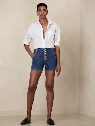 Button-Fly Denim Short | Banana Republic Factory