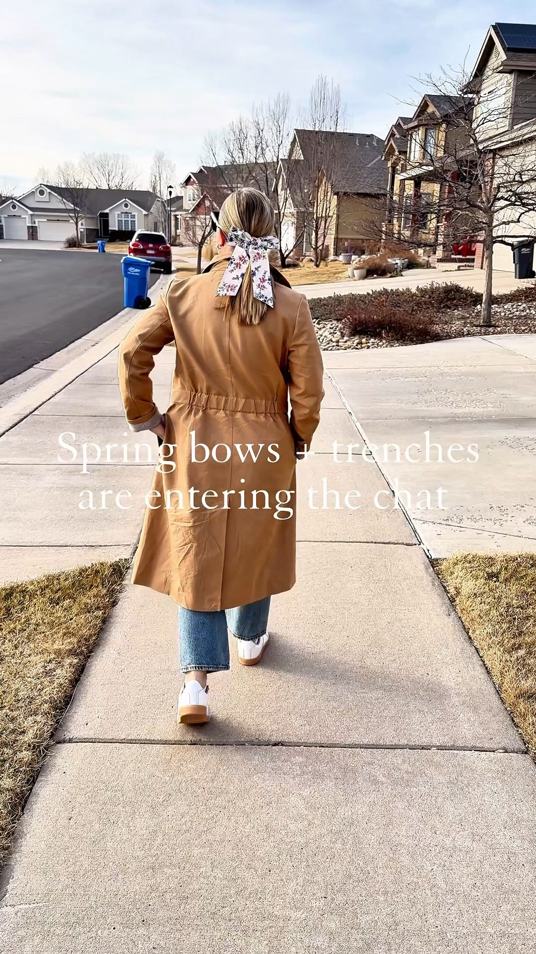 Early spring style! I’ve had this petite trench for years and am linking similar options! Loving this floral bow from Hill House. 

#LTKSeasonal #LTKstyletip #LTKVideo
