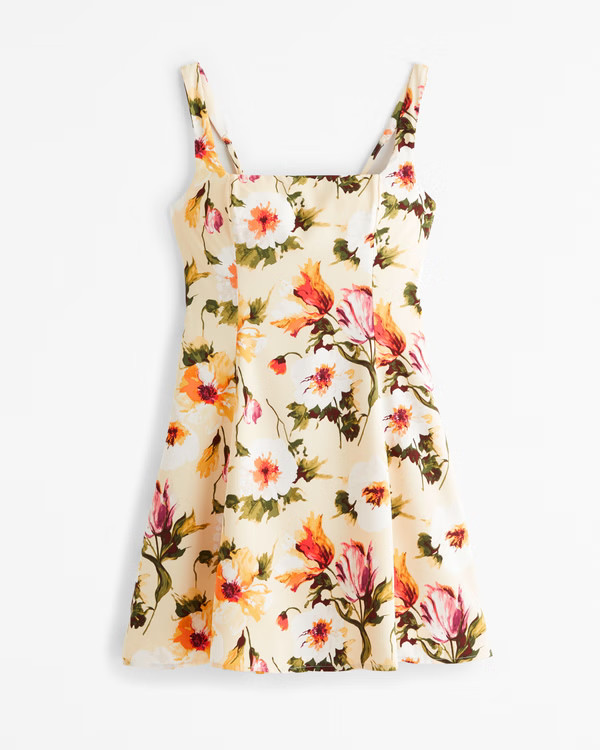 Women's Fit & Flare Squareneck Mini Dress | Women's Dresses & Jumpsuits | Abercrombie.com | Abercrombie & Fitch (US)