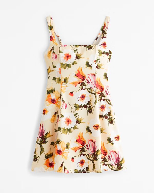 Fit & Flare Squareneck Mini Dress | Abercrombie & Fitch (US)