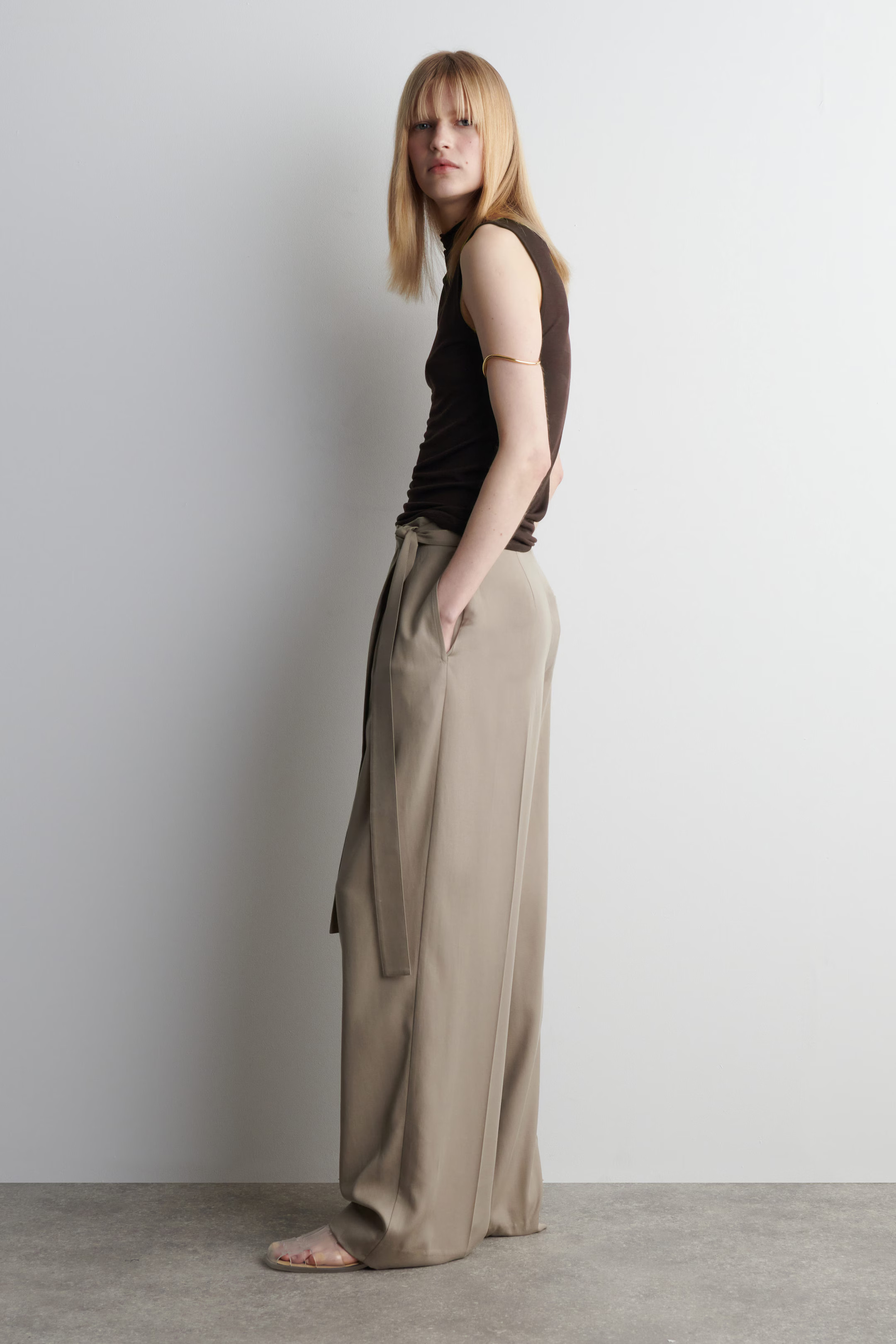 FLUID WRAP-FRONT TROUSERS - MOLE | COS UK