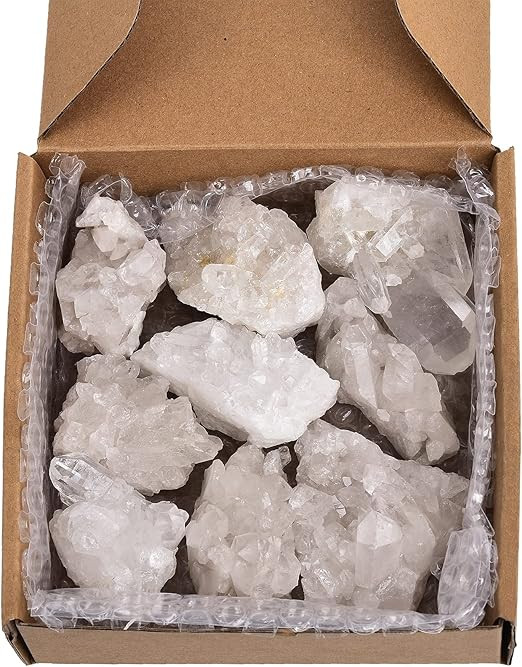 AMOYSTONE 1.54 Lbs Natural Clear Quartz Cluster in Box Raw White Crystals Rough Stones Bulk Cryst... | Amazon (US)