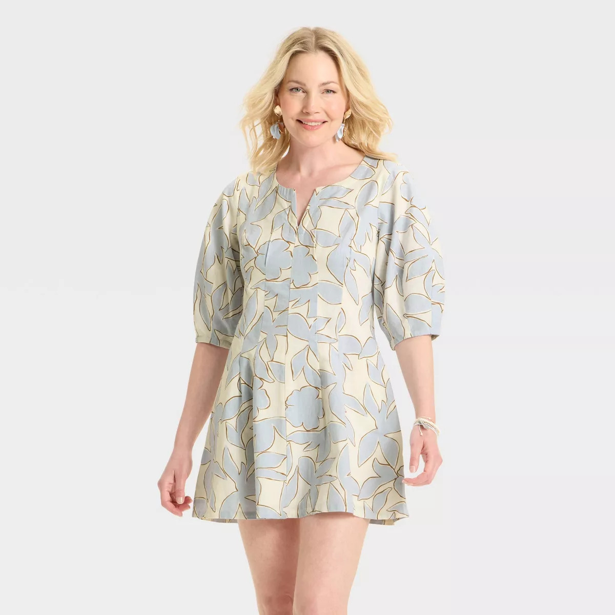 Women's Puff Short Sleeve Corset Mini A-Line Dress - A New Day™ | Target