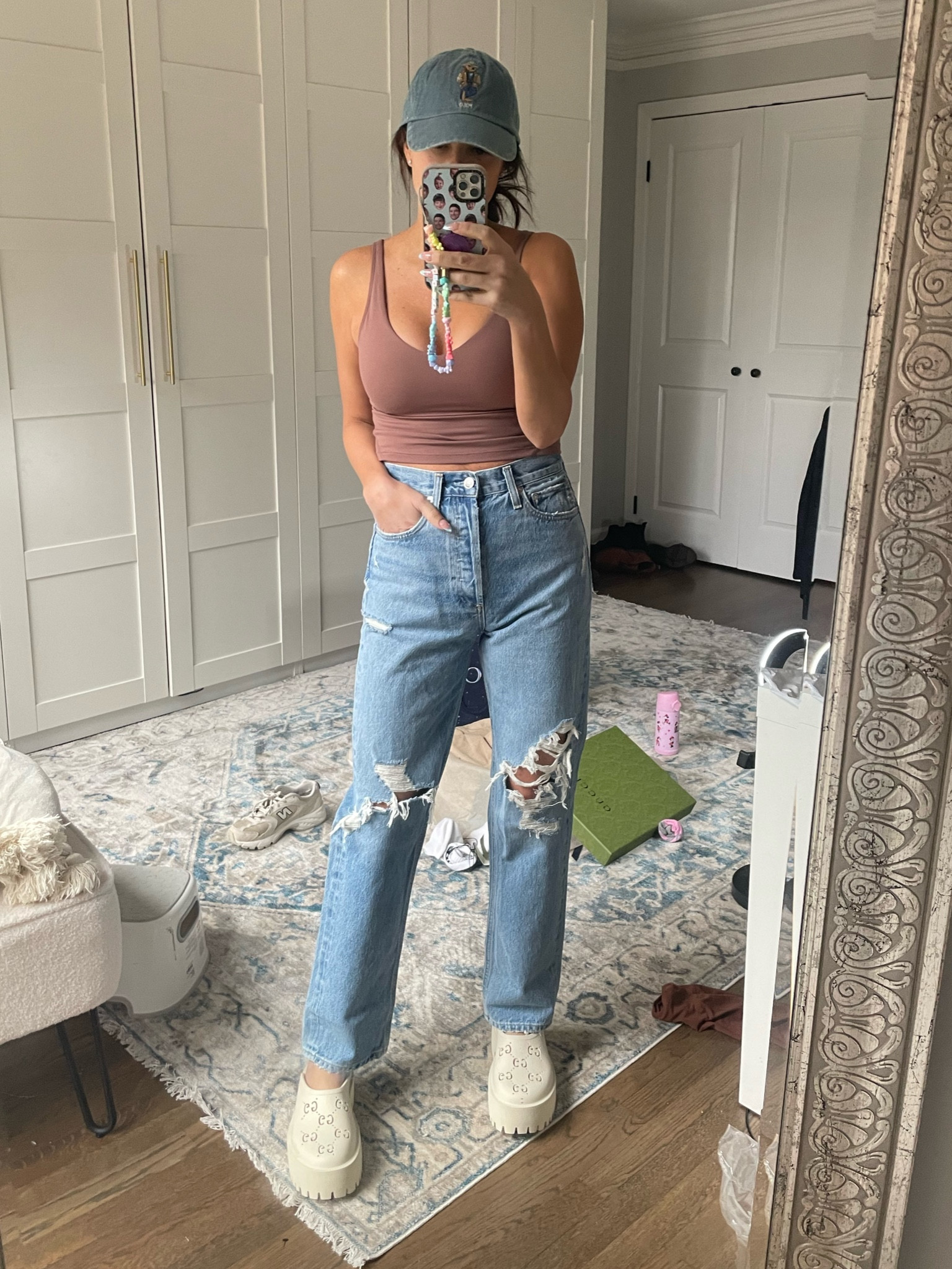 Agolde jeans 
Longline lululemon align dupe
Gucci clogs
Polo bear denim hat 


#LTKstyletip #LTKunder50 #LTKunder100