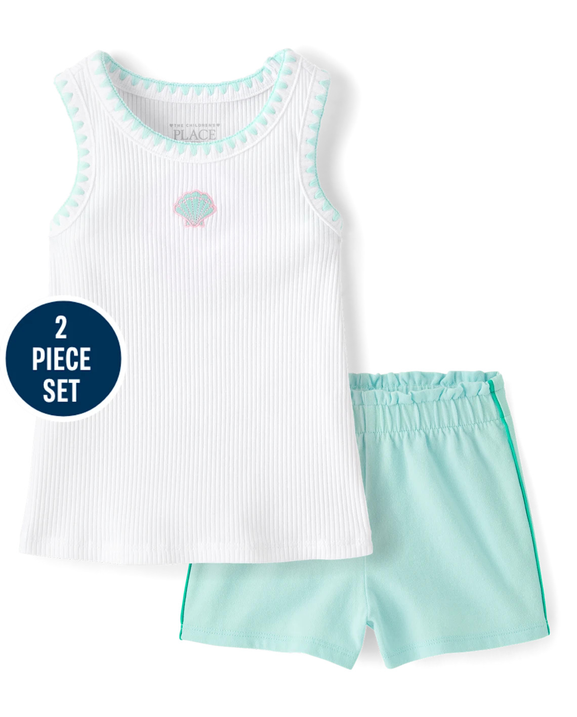 Baby And Toddler Girls Embroidered Seashell 2-Piece Outfit Set - multi | The Children's Place