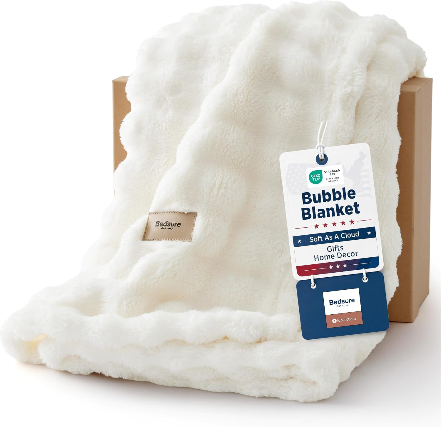 Bedsure Cloud Bubble Blanket, Soft Cozy Throw, Off White, 50"×60" | Amazon (US)