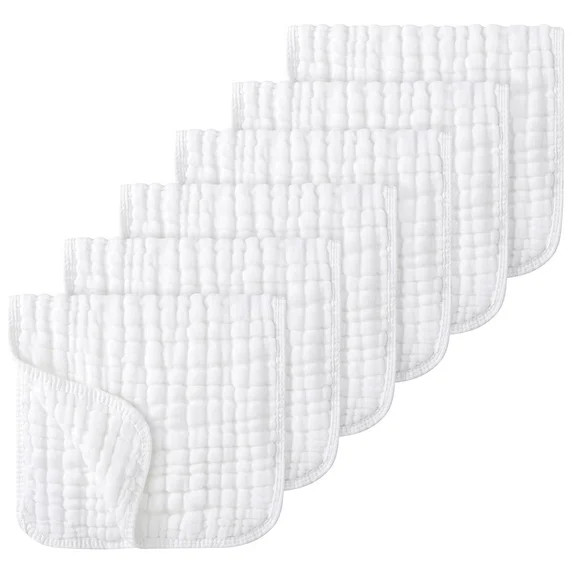 Sueriy 6 Pack Muslin Burp Cloths 100% Cotton Large 20''x10'' Extra Soft and Absorbent Baby Burpin... | Walmart (US)