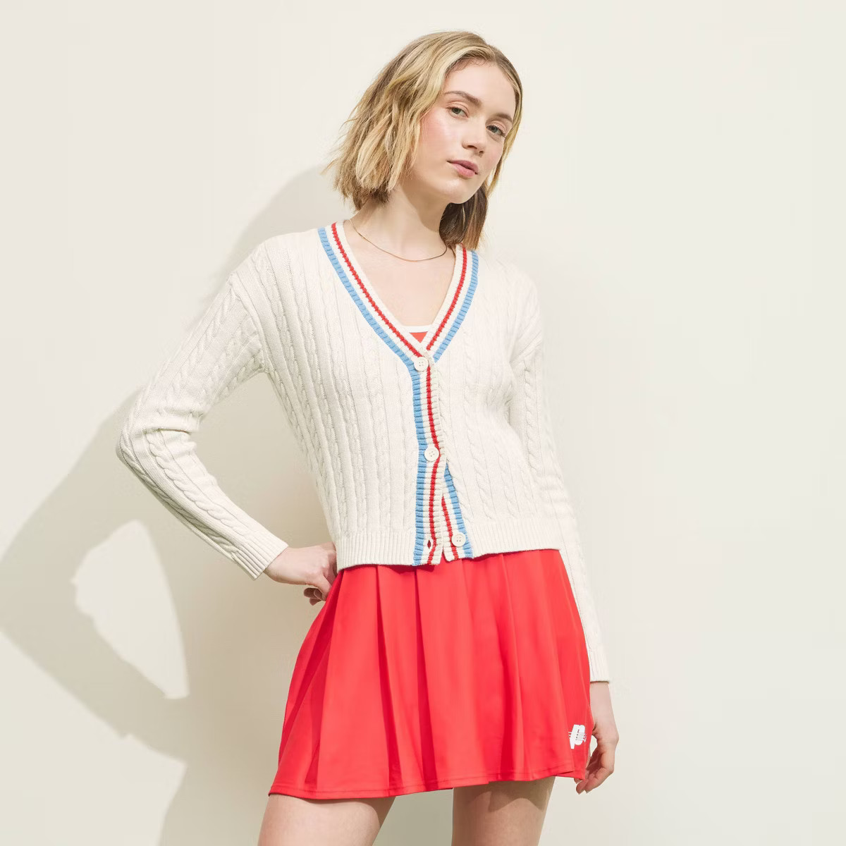 Prince Pickleball Women's Cable Knit Cardigan - Cream | Target