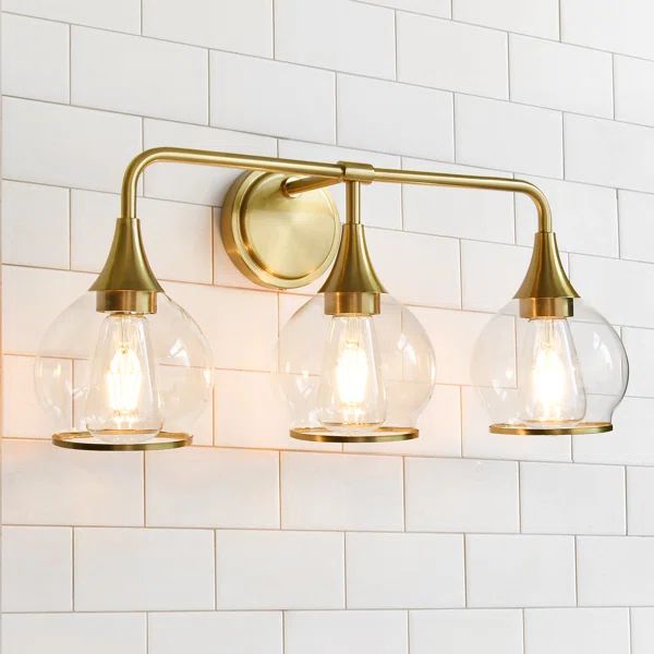 3-Light Vanity Lights,Glass Globle Shade Bathroom Light Fixtures | Wayfair North America