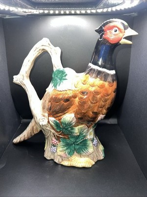 Vintage Fitz & Floyd 1990 Ring Neck Pheasant Pitcher Floral | eBay US