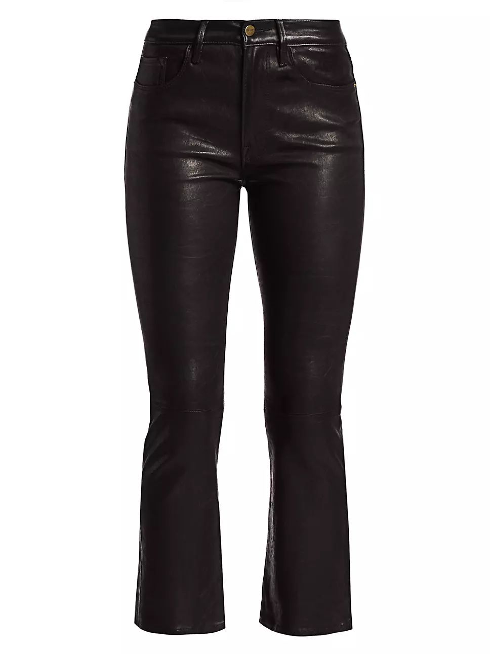 Le Crop High-Rise Mini Bootcut Leather Pants | Saks Fifth Avenue