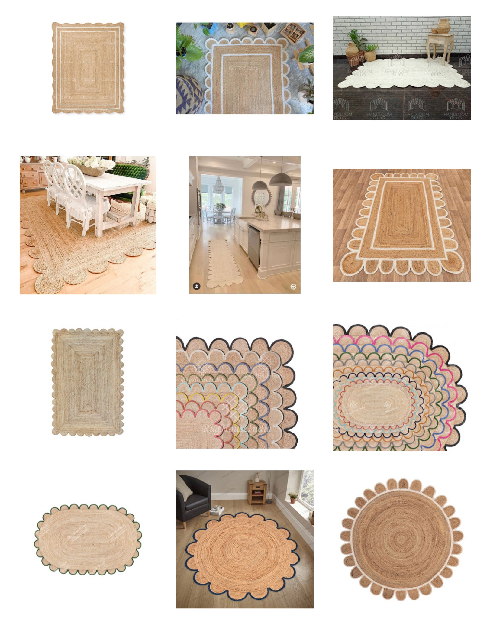 Scalloped jute rugs!

White border black pink green navy cream yellow blue grandmillennial style rugs area rug natural wavy 

#LTKhome #LTKunder50 #LTKFind