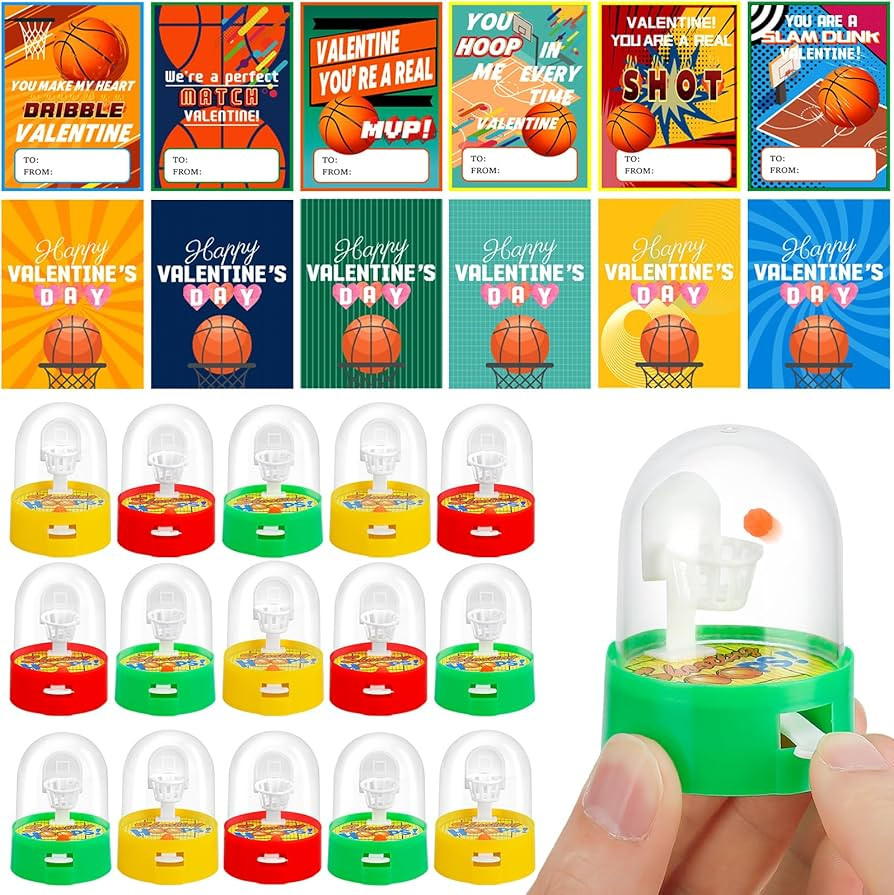 30 Valentines Day Cards with Mini Basketball Shooting Games, Classroom Exchange Gift Set for Kids... | Amazon (US)