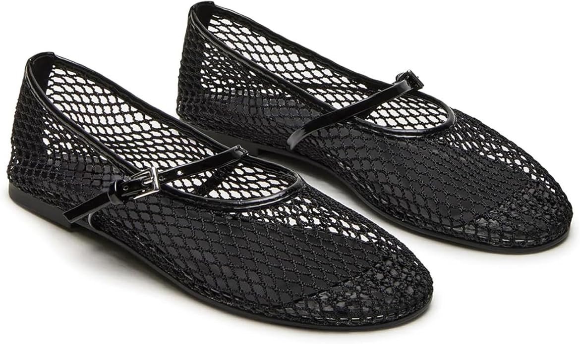 MICIFA Mesh Ballet Flats for Women Round Toe Ballerina Flats with Buckle Strap Comfortable Mary J... | Amazon (US)