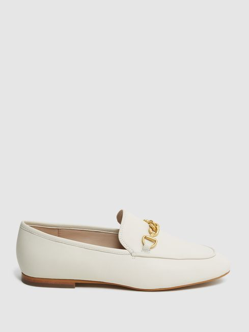 Reiss Off White Evan Chain Detail Loafers | Reiss UK