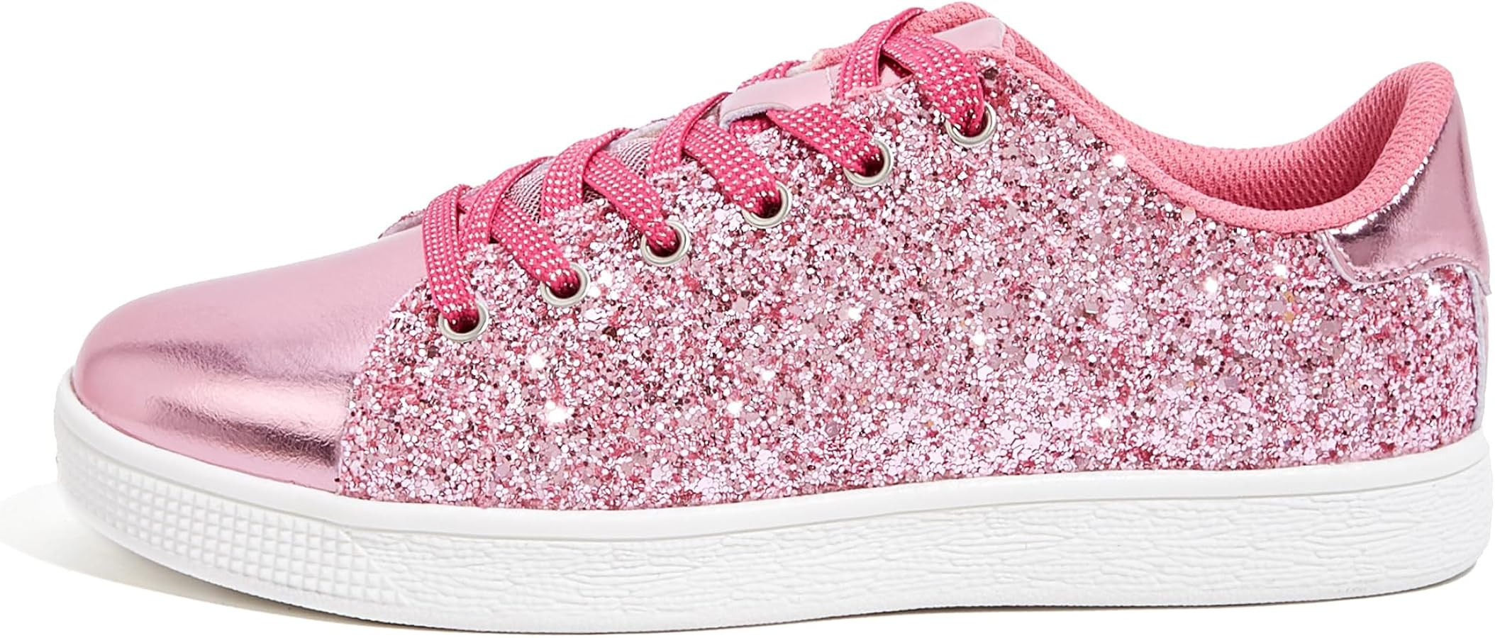 LUCKY STEP Glitter Sneakers Lace up | Fashion Sneakers | Sparkly Shoes for Women | Amazon (US)