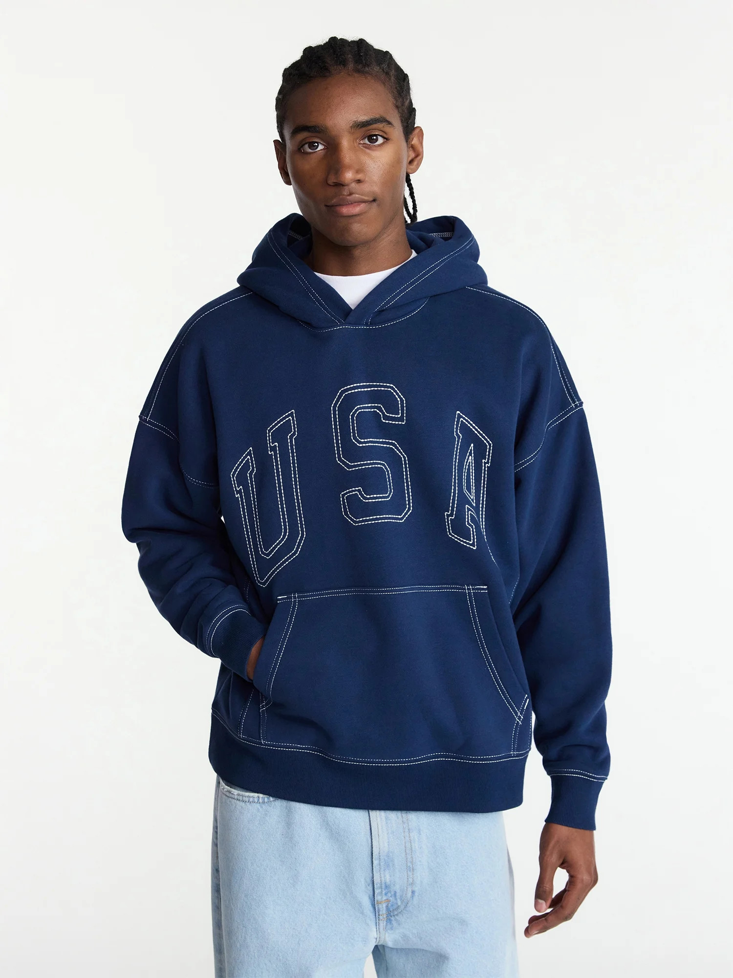 No Boundaries USA Hoodie with Embroidery, Men's XS-4XLT - Walmart.com | Walmart (US)