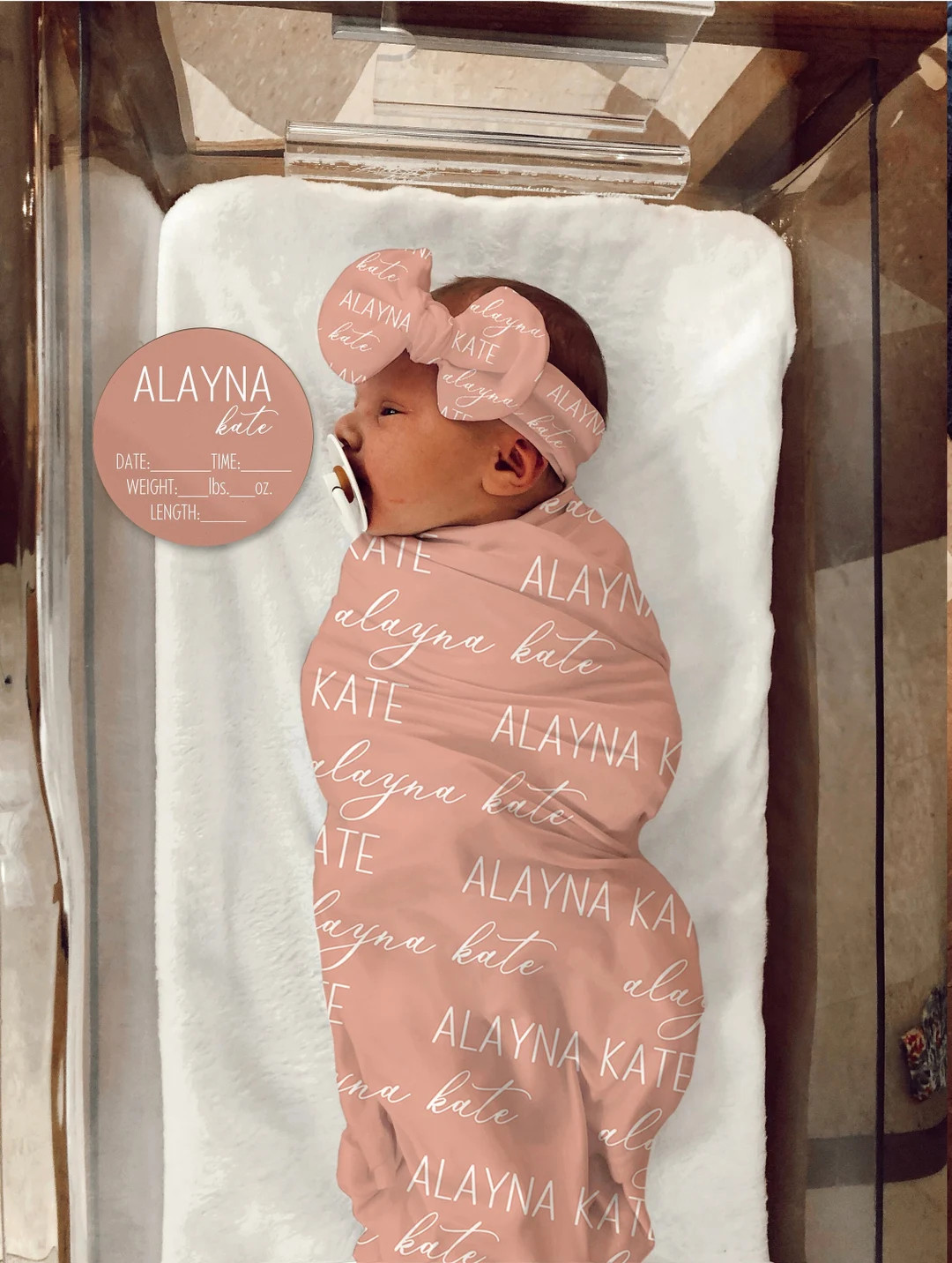 NEW! BABY NAME Swaddle - Baby Boy Swaddle Hat Headband Personalized Newborn Baby Girl Coming Home... | Etsy (US)
