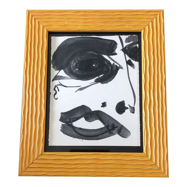 Original Contemporary Robert Cooke Abstract Face Painting | Chairish