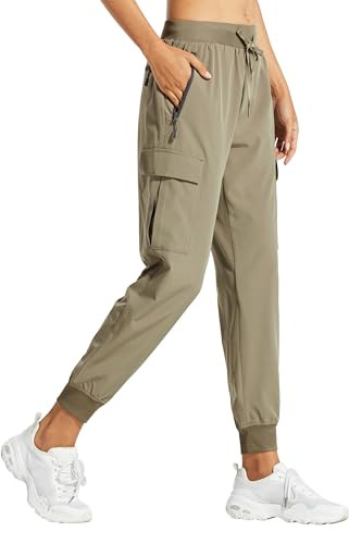 Libin Women's Cargo Joggers Lightweight Quick Dry Hiking Pants Athletic Lounge Casual Travel, Khaki L | Amazon (US)