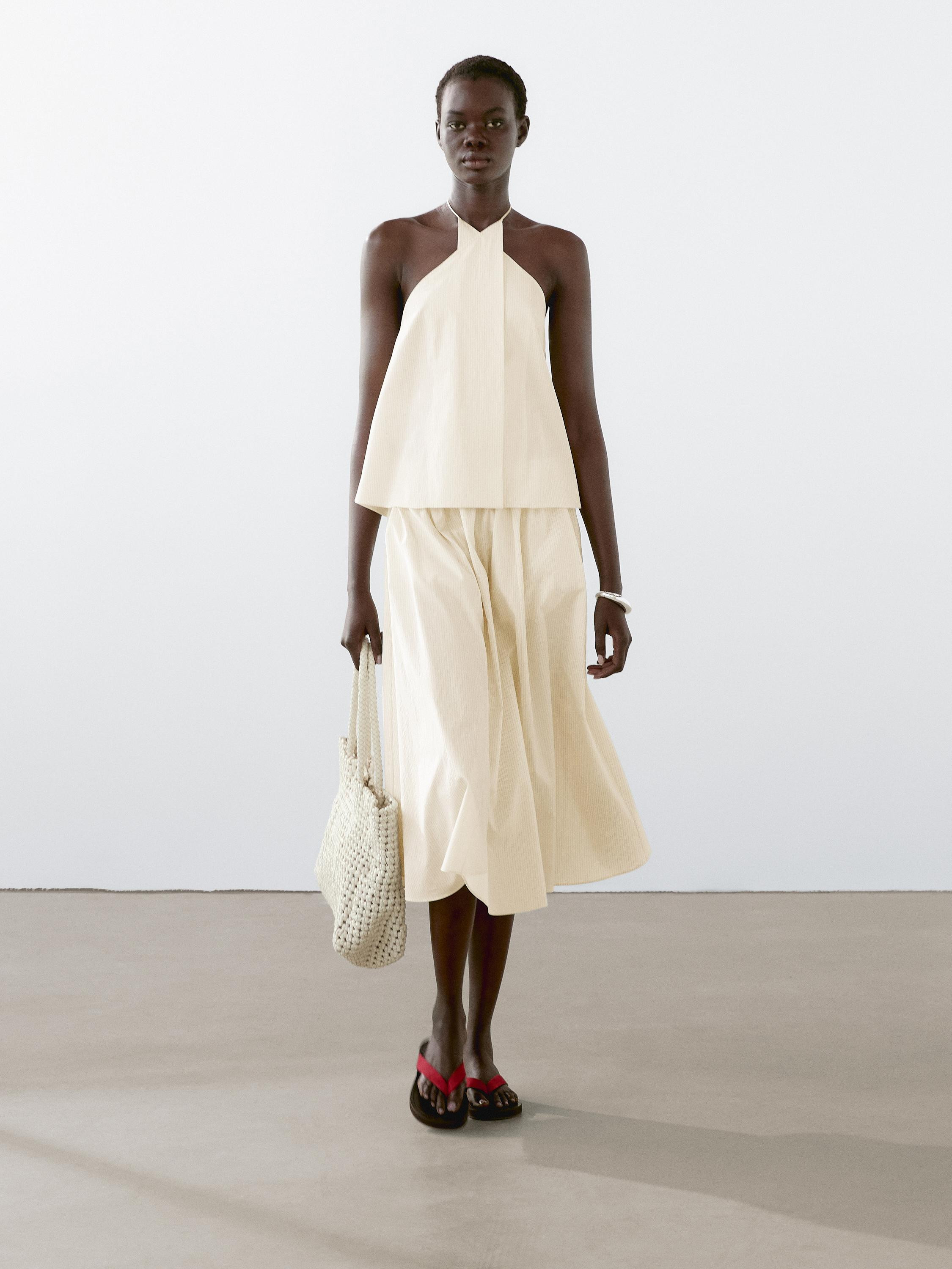 Weitschwingender Midirock mit Streifenprint | Massimo Dutti DE