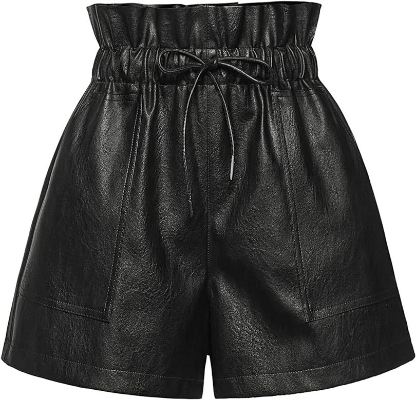 QIANXIZHAN Women's Leather Shorts, Faux High Waisted Wide Leg Sexy Shorts Black XL1 at Amazon Wom... | Amazon (US)