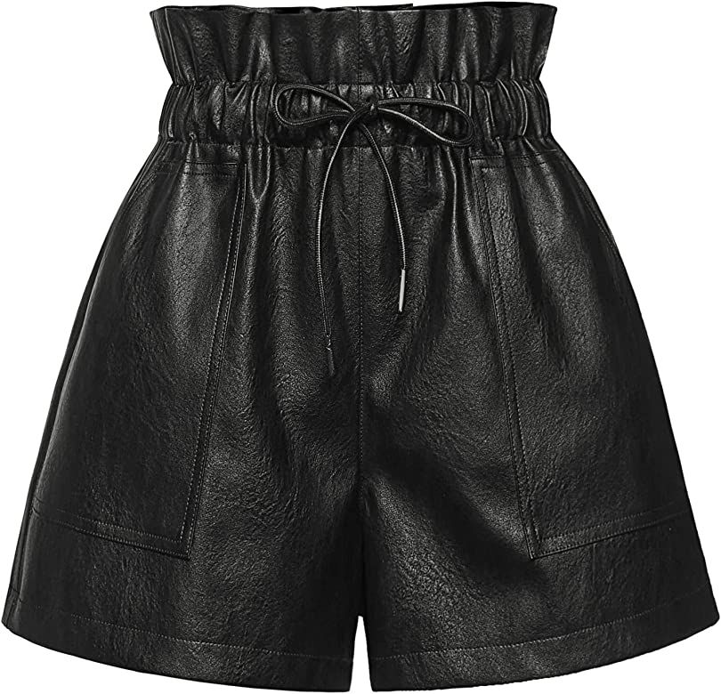 QIANXIZHAN Women's Leather Shorts, Faux High Waisted Wide Leg Sexy Shorts SP1012 | Amazon (US)