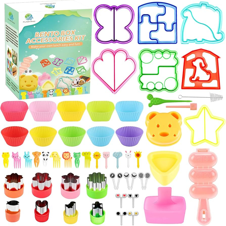 FUNGYAND Sandwich Cutter Set, 52 in 1 Bento Box Accessories Kit Includes Sandwich Cutters, Fruit ... | Amazon (US)