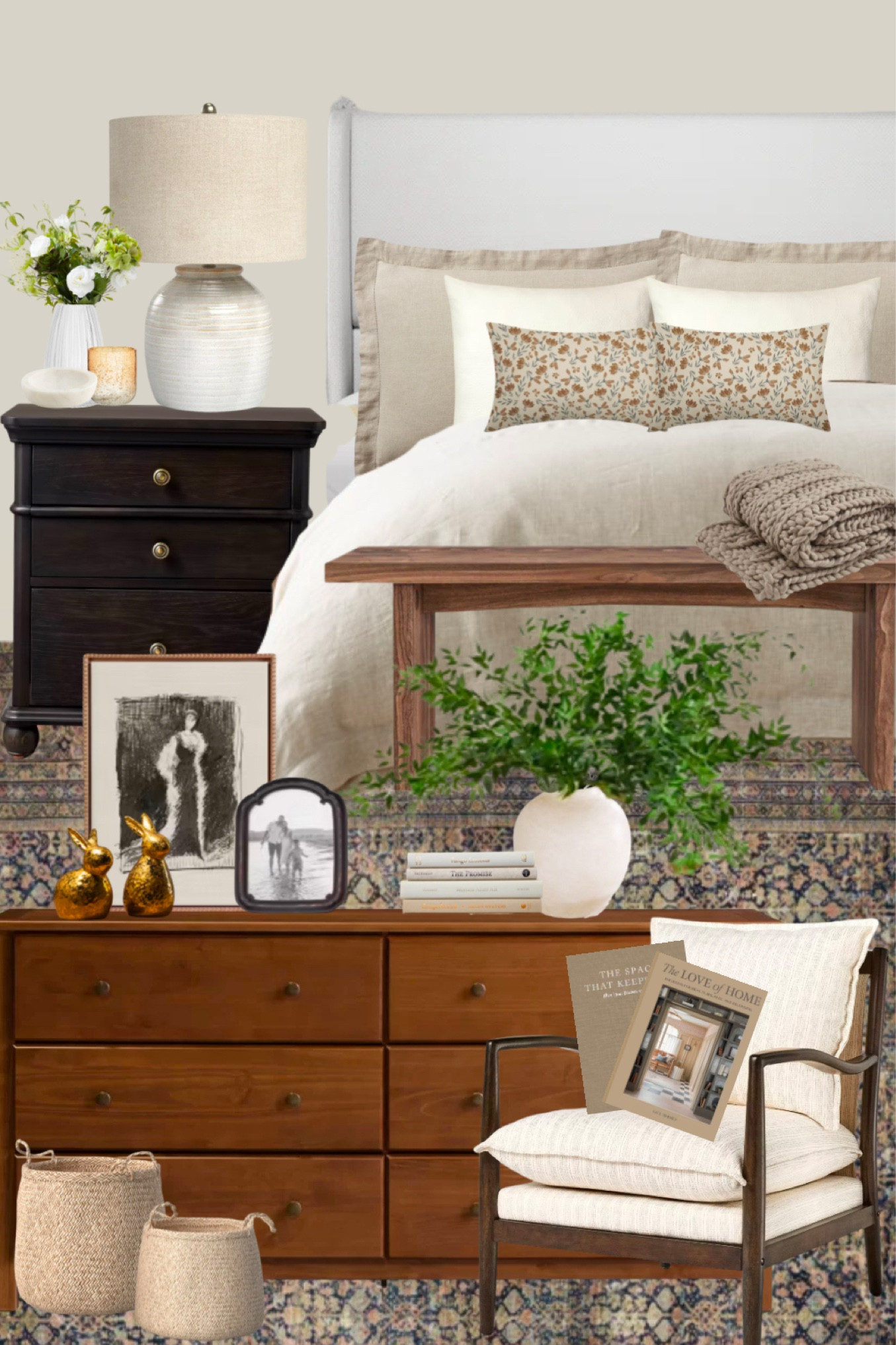 I have this bed from Wayfair in white and we are so happy with it. It’s beautiful in person and for under $300 I think it’s a steal! There are multiple colors available of course. Created this light and airy bedroom board with small seating area to hopefully inspire anyone looking to update or redecorate their bedroom or a guest room  

#LTKFamily #LTKStyleTip #LTKHome