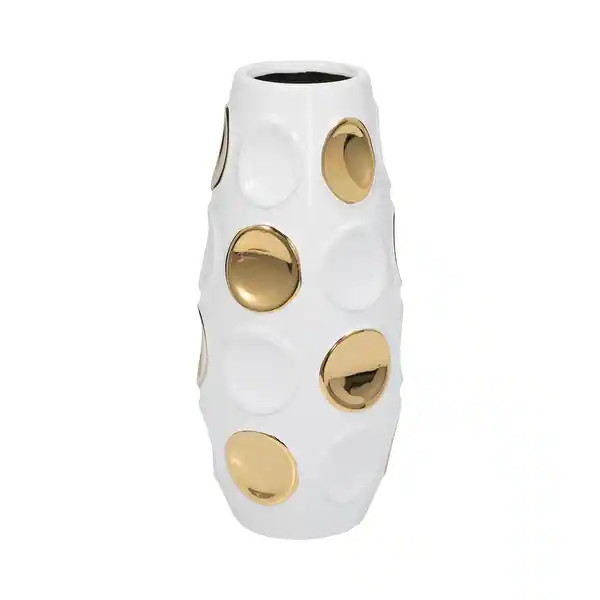 Sagebrook Home Stoneware Circle Embossed Vase - 6" x 6" x 13" - Navy | Bed Bath & Beyond