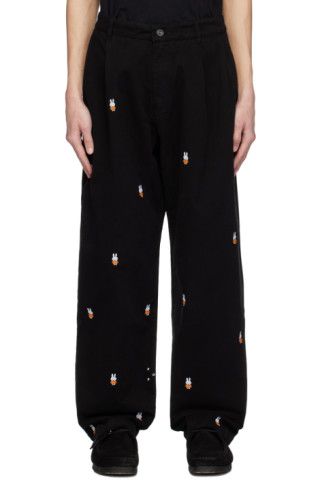 Pop Trading Company - Black Miffy Embroidered Trousers | SSENSE