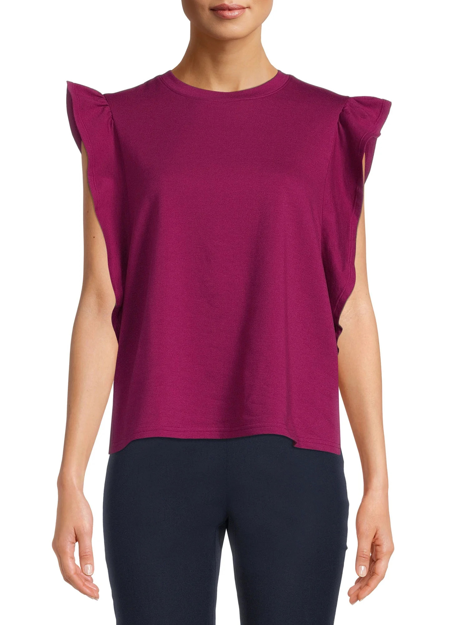 Time and Tru Women's Flutter Sleeve Top | Walmart (US)