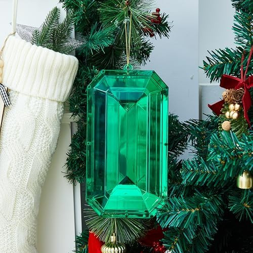 Syhood 9.5 Inch Jewel Ornament Glitter Jewel Ornaments for Christmas Tree Acrylic Large Christmas... | Amazon (US)