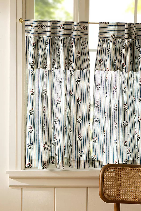 Parker Cotton Printed Valence Cafe Curtain, Set of 2 | Anthropologie (US)