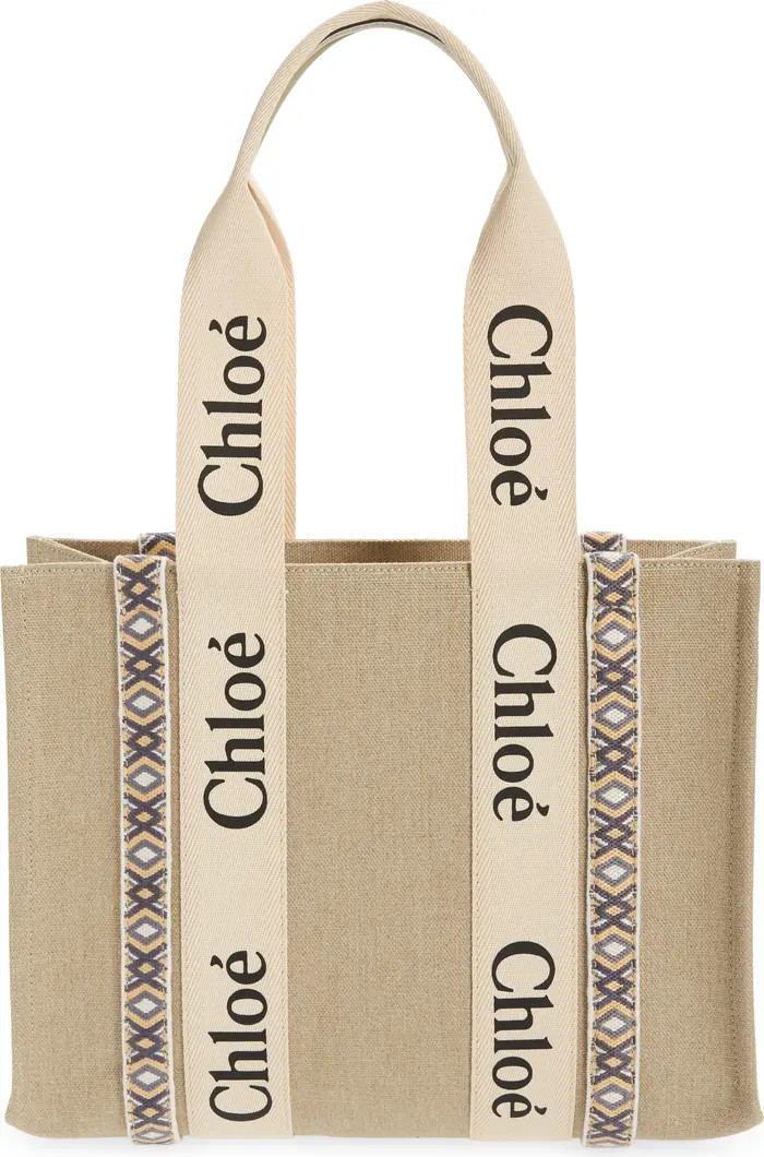 Chloé Medium Woody Linen Canvas Tote | Nordstrom | Nordstrom