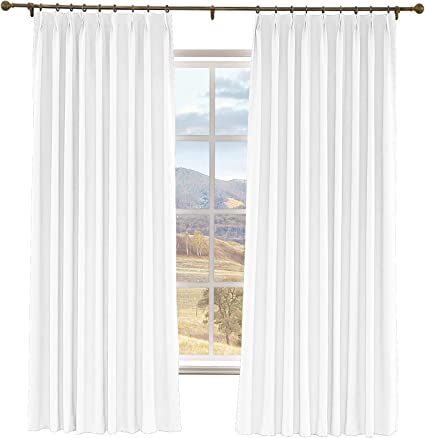 Drapifytex Pinch Pleat Drapery Faux Linen Room Darkening Curtain, Bedroom Curtain Livingroom Curt... | Amazon (US)